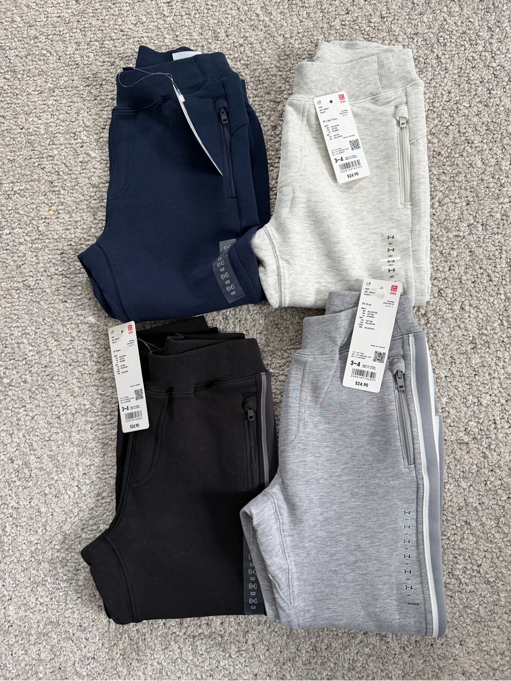 Uniqlo Kids Jogger Pants - Navy, Black, Light Gray, Heather Gray
